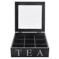 thumbnail image 1 of Wooden 9 Grids Tea Box Tea Bags Container Storage Box Square Gift Box Case Transparent Top Lid Jewelry Storage Box-Black, 1 of 8