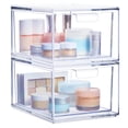thumbnail image 1 of Cajones organizadores de plástico transparente apilables Audrey STORi | Juego de 2 piezas | Organice cosméticos y artículos de belleza en un tocador | Hecho en EE.UU., 1 of 5