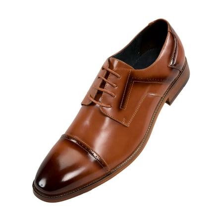 - Amali Men's Faux Leather Exotic Print and Smooth Cap Toe Men's Dress Shoes Available in Black, Green, Tan, Brown