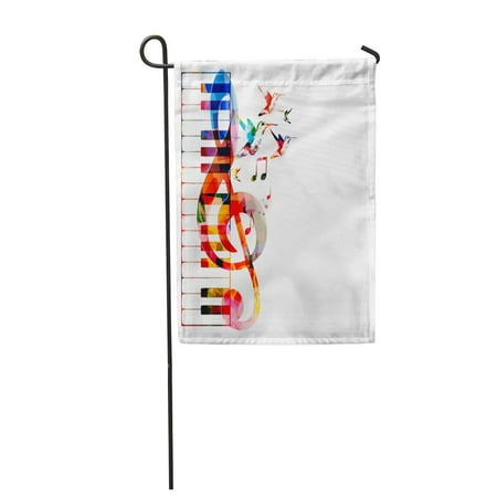 KDAGR Composition of Colorful Piano Keyboard G Clef Music Garden Flag Decorative Flag House Banner 12x18