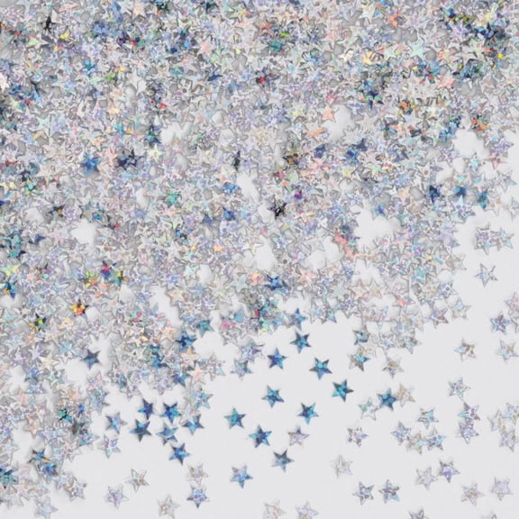 Beistle Pack of 6 Silver Holographic Star Confetti Bags 0.5 oz.