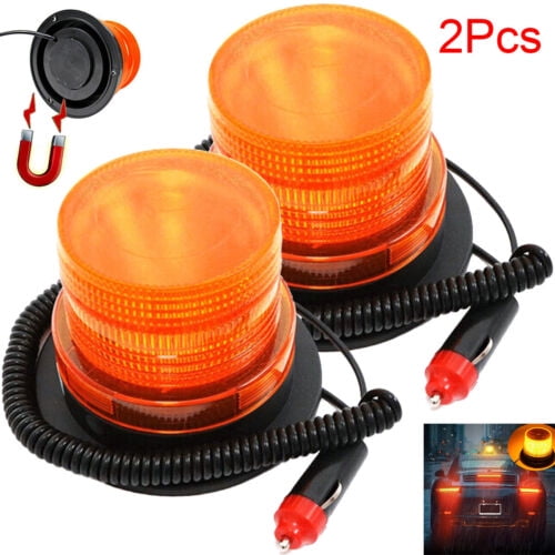 LED Warning Light Car Auto Amber Lamp Magnetic Flashing Strobe Beacon Emergency