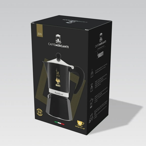Bialetti Caffe Mercanti Black Oro 6 Cups - Limited Edition