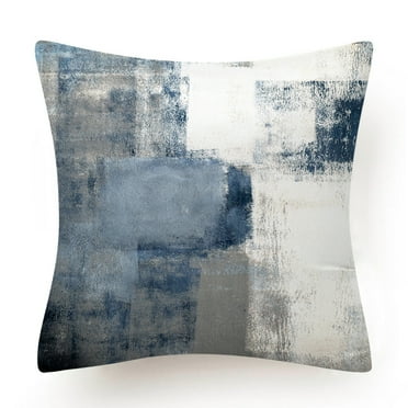 PEACNNG 2 Pack Grey Blue Throw Pillow Covers 18 x 18 inch Modern Abstract Artwork White Navy Blue Decorative Throw Pillows Home Decor Cushion Cases for Couch Bed Living Room