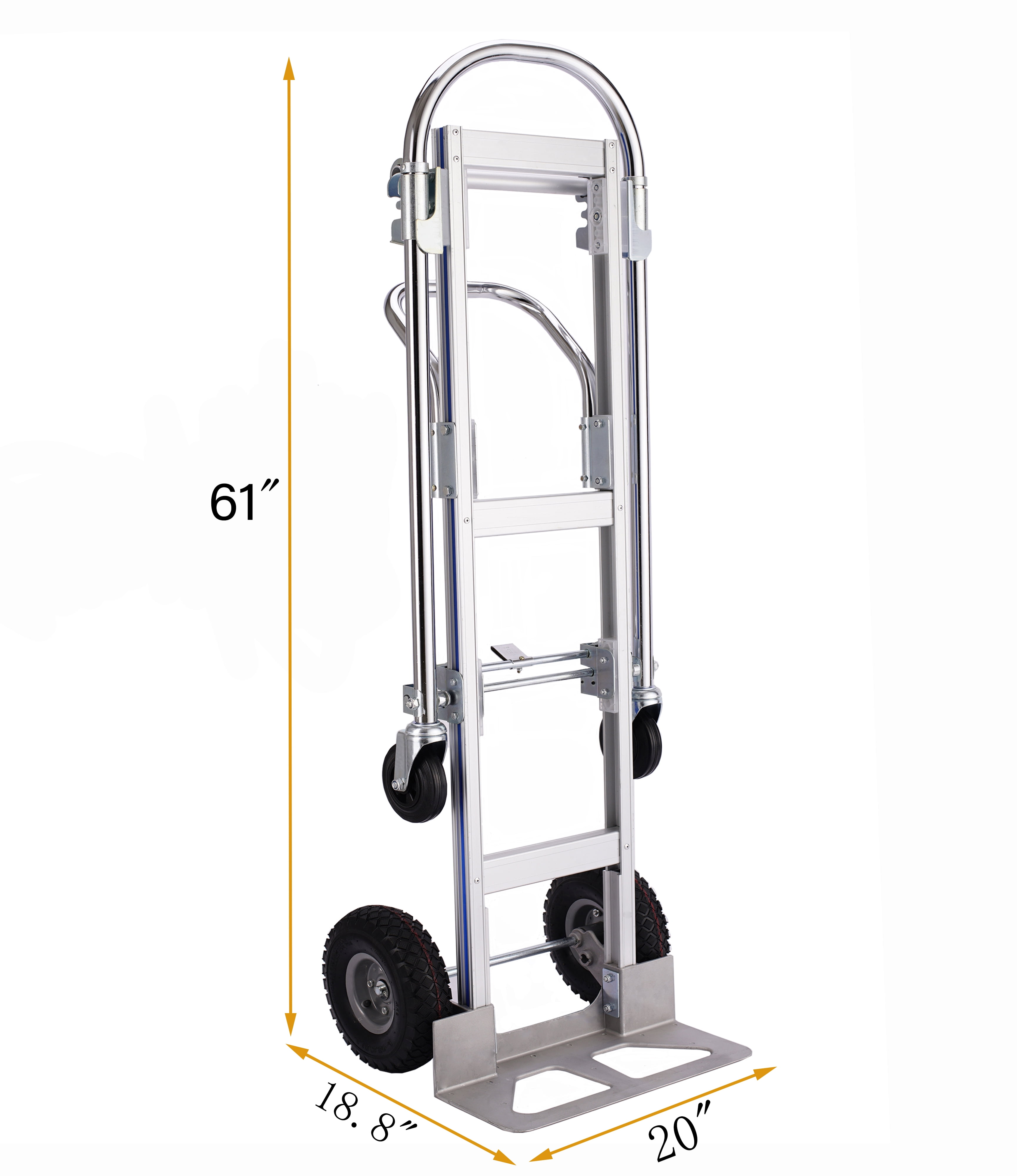 SHZOND 2 in 1 Convertible Hand Truck,  1000 LBS Weight Capacity Heavy Duty Hand Truck, 4 Wheels Durable Aluminum and Steel Construction Hand Truck Dolly with  Nose Plate