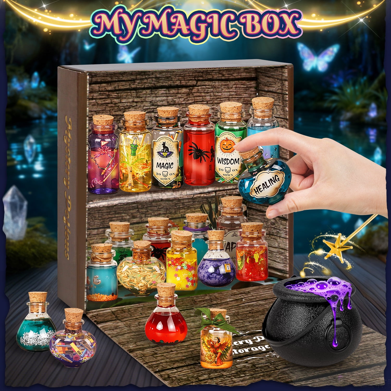 UUSUOO Fairy Magic Potion Kit for Kids, 20PCS Bottles Kids Potion Making Kit, STEM Activity Gift for Girls Boys Ages 6 to 12