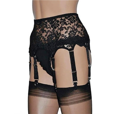 

Women Mysterious Sexy Mesh Garter Belt High Waist Suspender with Six Metal Clips for Stockings/Lingerie