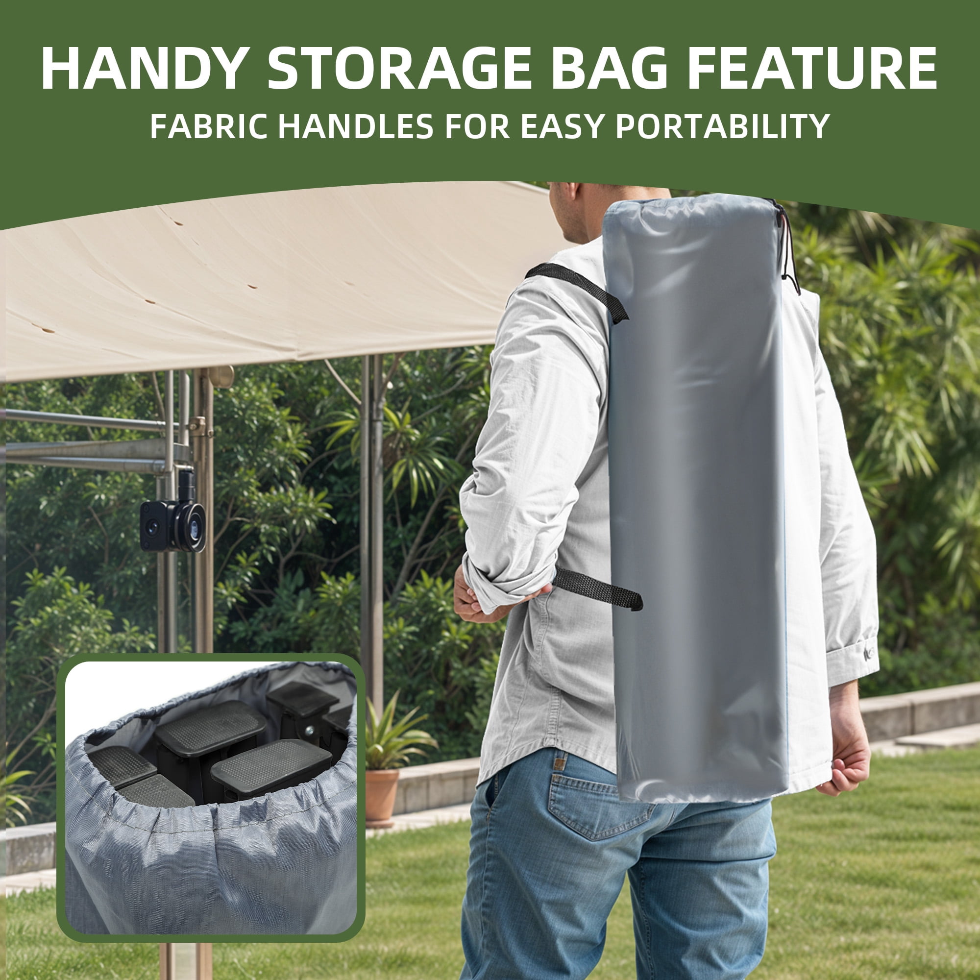 Uforic Folding Camping Cot w/ Mattress & Carry Bag, 1200D Oxford, 575 Lb Capacity for Travel, Black