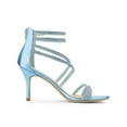 thumbnail image 3 of BLISSFUL STEP Women's Shoes Stiletto Heel Open Toe Ankle Strap Rhinestone Buckle Sandals Sky Blue 8, 3 of 7