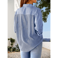 thumbnail image 7 of Womens Button Down Shirts Striped Classic Long Sleeve Collared Office Work Blouses Tops with Pocket Blue XXL, 7 of 7