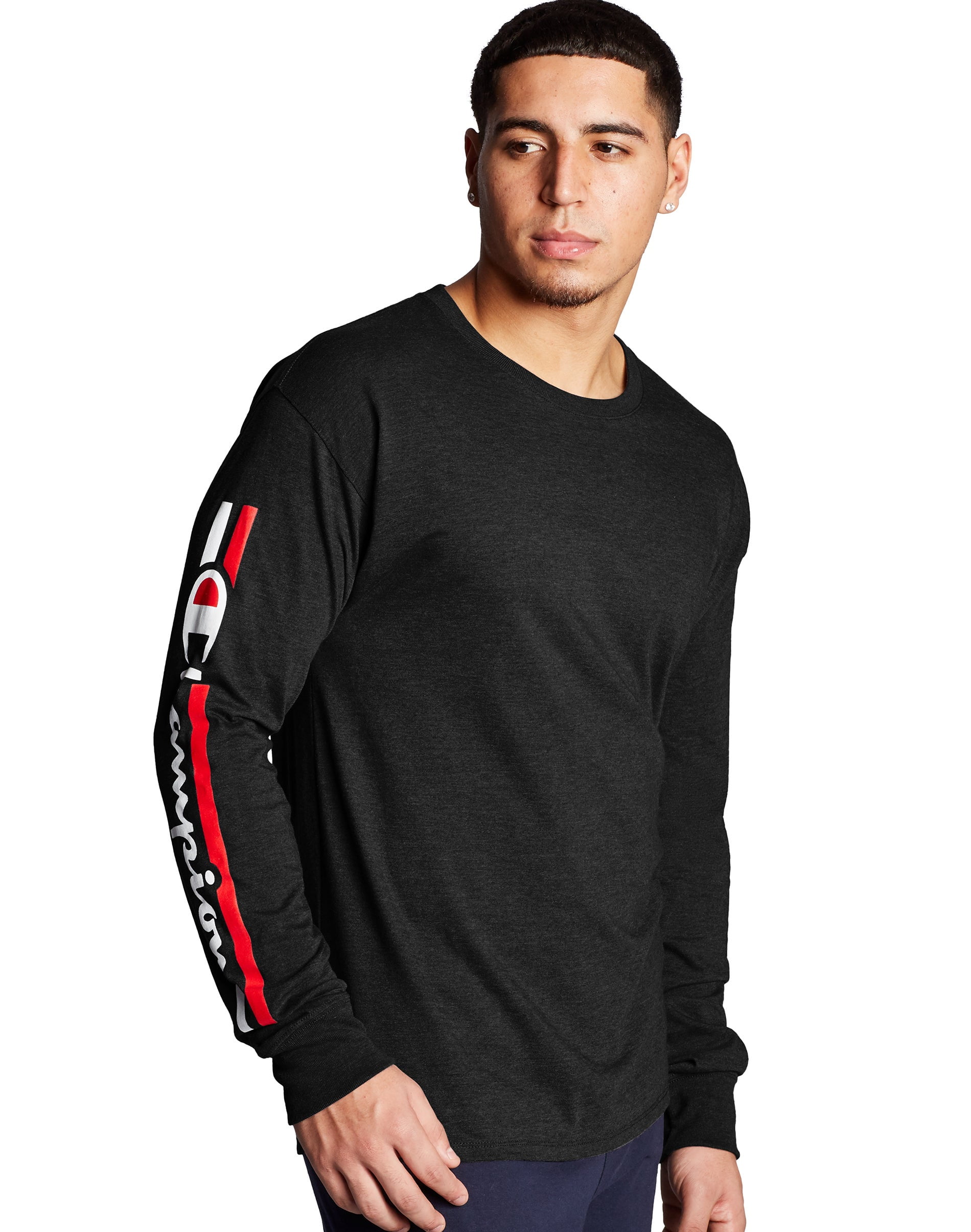 Champion - Champion Men's Classic Jersey Long-Sleeve Tee, Vertical Logo