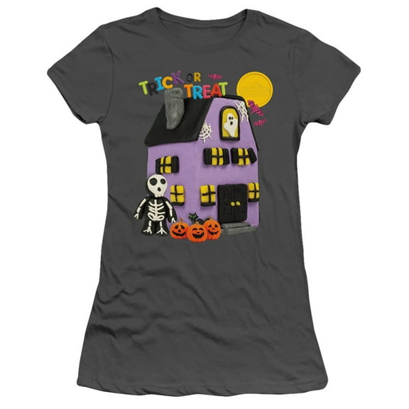 Play Doh Trick Or Treat S/S Junior Women's T-Shirt Sheer Charcoal