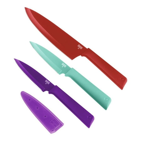 Kuhn Rikon Colori+ Culinary Set - Chef and Serrated Paring Knives (Set of