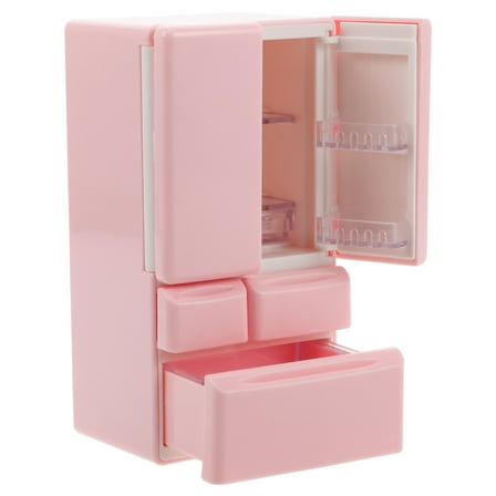 Miniature Dollhouse Fridge 1:12 Furniture Decoration Accessories Mini Double Door Refrigerator Kitchen Living Room Scene Model Ornaments