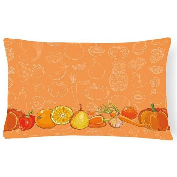 Fruits & Vegetables in Orange Canvas Fabric Decorative Pillow