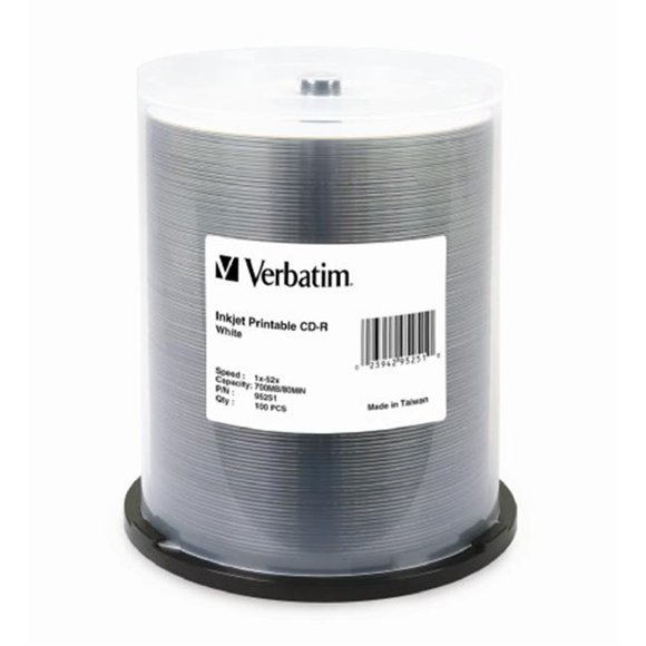 Verbatim 52x CD-R Media - 700MB - Ink Jet Printable - 120mm Standard