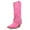 Pink, variant on Women Western Fold Over Cowboy Knee High Boots Sparkly Rhinestone Round Closed Toe Chunky Mid Heel Boots Cowgirl Casual Shoes Size 11 Pink