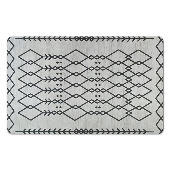 Chic Moroccan 20x32 in Non-Slip Runner Rug - Ultra-Thin, Soft, & Washable. Perfect as Entryway Carpet, Bathroom, Laundry, Kitchen Rug. White Distressed Print Adds Elegance to Living Room