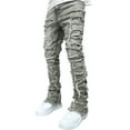 thumbnail image 3 of Caoirhny Men Skinny Pants Vintage Patch Frayed Denim Pants Spring Fall Casual Leggings Trousers with Pockets, 3 of 9