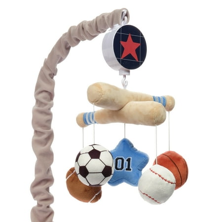 UPC: 0084122016422 | Lambs & Ivy Baby Sports Musical Baby Crib Mobile Soother Toy – Gray
