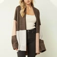 thumbnail image 2 of Fesfesfes Loose Cardigan Ladies Colorblock Sweater Knit Long Sleeve Lapel Hoodless Casual Cardigan Jacket On Sale, 2 of 6