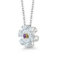 thumbnail image 4 of Gem Stone King 925 Silver and 10K Yellow Gold Purple Amethyst Pear Shape Flower Pendant with Chain Set with Moissanite (2.46 Cttw), 4 of 4