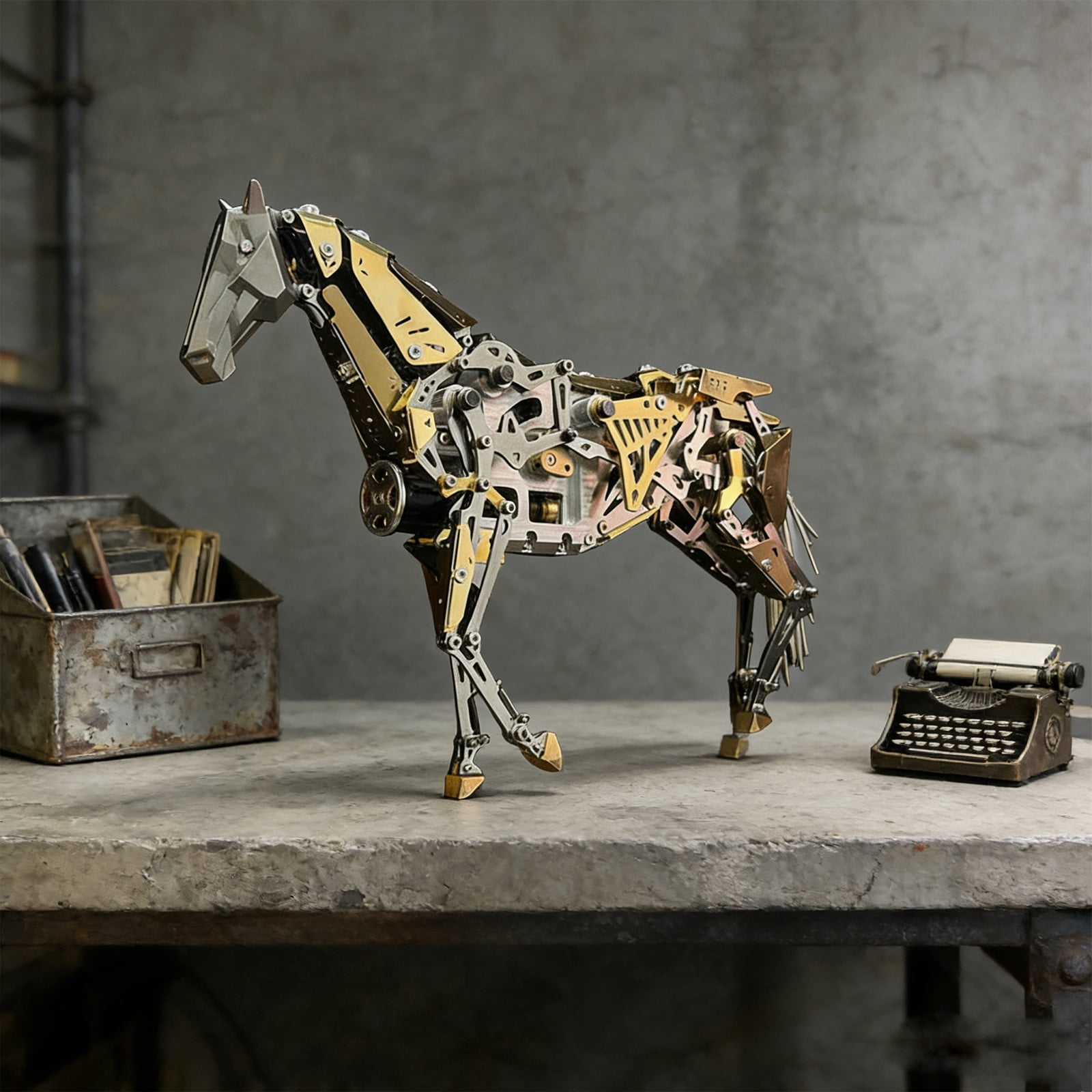 Metal Horse Figurine Home Decoration, Intricate Equestrian Ornament for Living Room Desk Office Decor, Sophisticated Collectible Gift for Horse Lovers, Anniversary Birthday Display Accent