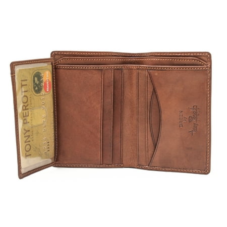 Tony Perotti Italian Leather Front Vertical Bifold Wallet with ID in