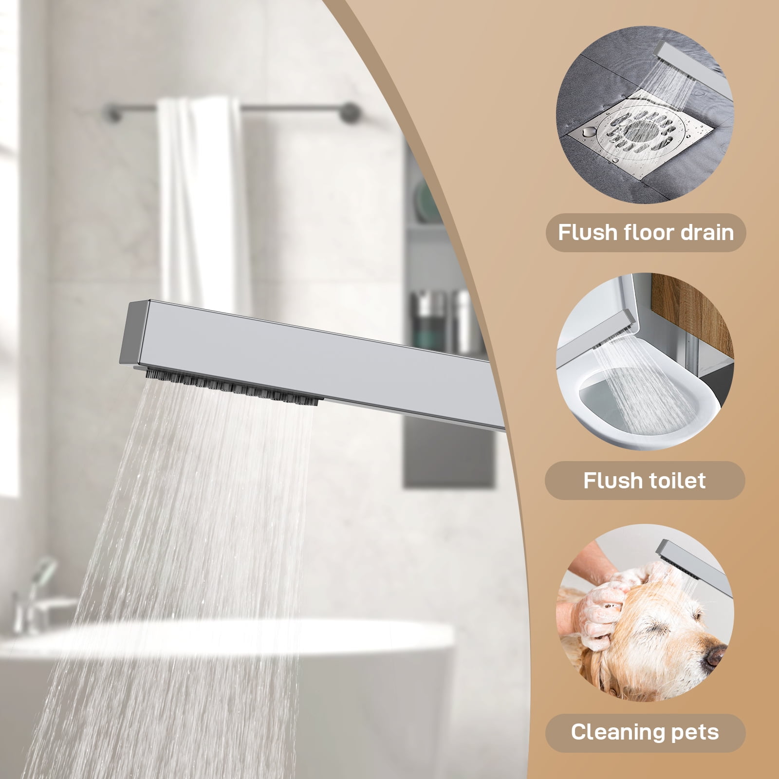 Bathtub Faucet, Floor Mount Bathtub Faucet Freestanding Tub Faucet Standing Bathtub Filler, High-Flow Bath Shower Faucet with Handheld Sprinkler