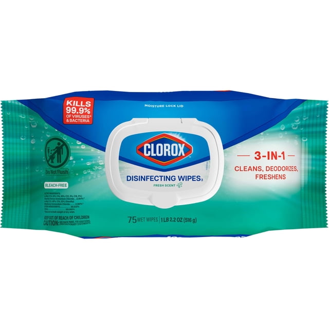 Toallitas desinfectantes Clorox sin cloro, aroma fresco, 75 unidades