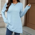 thumbnail image 2 of Maean Women Crewneck Top Baggy Long Sleeve Oversized Blouse Fall Winter Casual Pullover Split Sweaters, 2 of 7