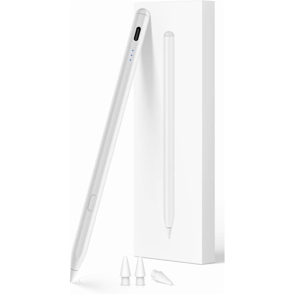 One-Click Undo Function,Stylus Pen for iPad 2018-2025(A16/11/10/9/8/7/6),USB-C Fast Charging,Pixel-Perfect Tilt Sensitivity,Palm Rejection & Magnetic Attach for iPad Pro/iPad Air/iPad Mini (white)