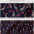 thumbnail image 2 of Soimoi Blue Cotton Cambric Fabric Bunny & Heart Print Fabric by the Yard 42 Inch Wide, 2 of 7