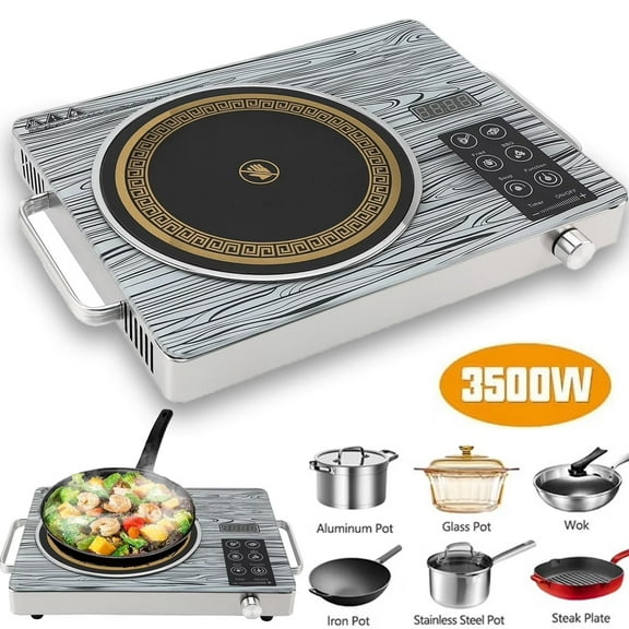OhhGo Electric Ceramic Stove, 3500W Hot Plate Infrared Induction Cooker, Home Cooktop Cooking Furnace US 110V, Portable Cooker Cooktop Burner with 2 Handle, Black