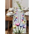 thumbnail image 2 of Hokiten Table Runners 72 Inches Long Dress Scarves, Colorful Tulip Farmhouse Kitchen/Dining Table Runner, Coffee Tablerunners, Farmhouse Elegant Flowers Gray Check 13x72 Inch, 2 of 7