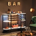 thumbnail image 2 of Tribesigns 18-Bottle White Wine Rack Table with 12 Wine Glasses Holder, Freestanding Liquor Bar Cabinet with Wine Storage Display for Home Bar, 2 of 5