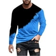 thumbnail image 2 of UVEASISHA Color Block Long Sleeve Shirts for Men Big and Tall Hipster Graphic Tees Fall Casual Crewneck Workout Shirt Stretch Slim Fit Athletic Tops Blue 3XL, 2 of 5