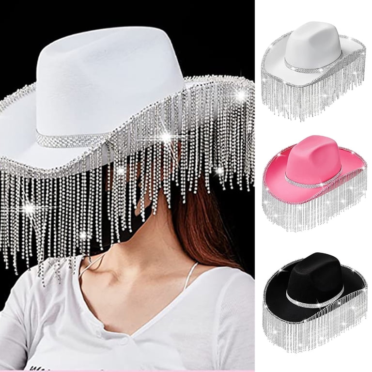 ROZYARD Rhinestones Cowgirl Hats Glitter Rave Cow Girl Hat  display picture 3