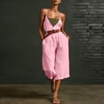 thumbnail image 4 of Purcolt Overalls for Women Dressy Casual Square Neck Spaghetti Strap Wide Leg Cropped Baggy Jumpsuit Lightweight Loose Fit Rompers with Pockets, No Belt, 4 of 8