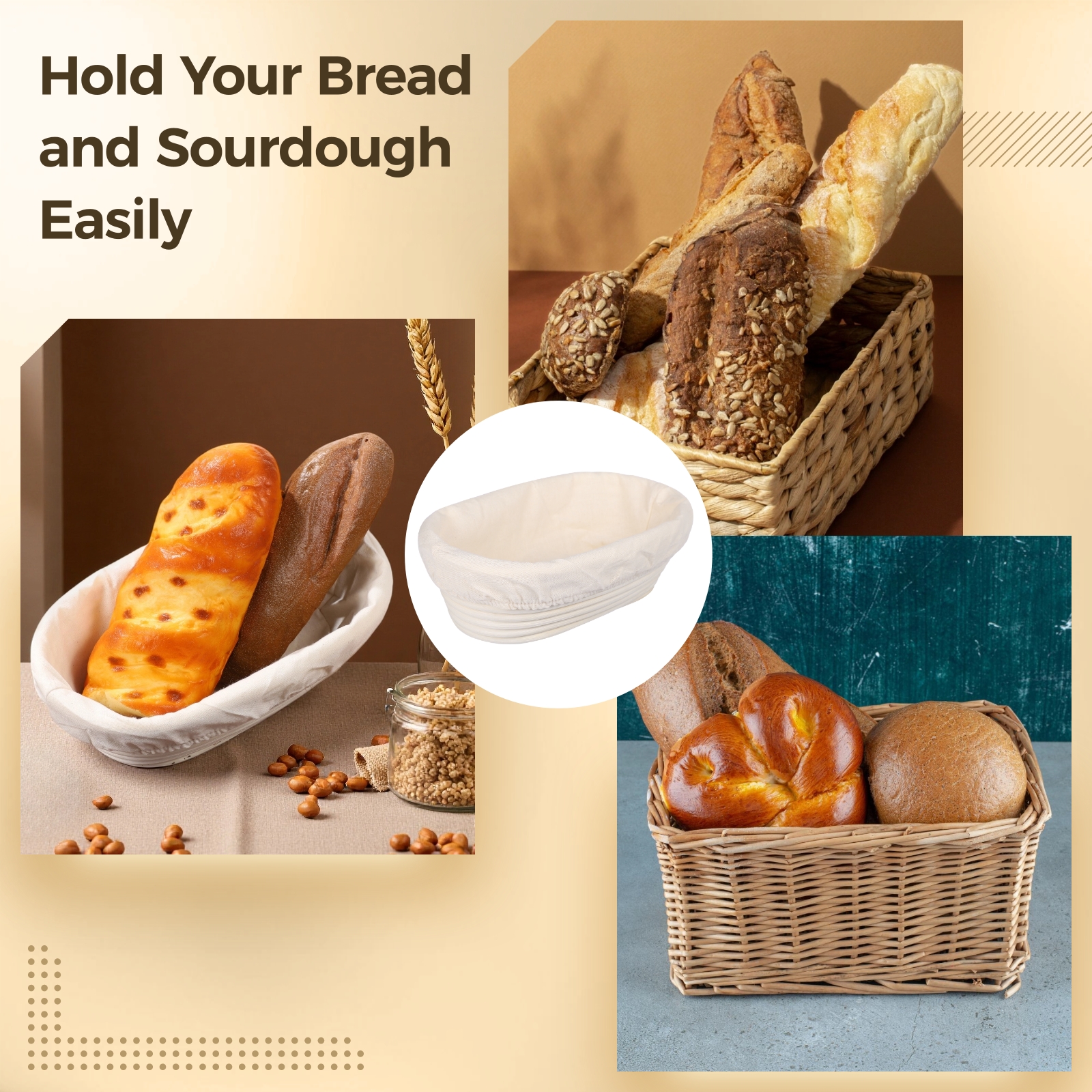 4 PCS Rattan Bread Proofing Baskets, 9.8 x 5.9 x 3.1 inch Oval Shaped with Cloth Covers, Ideal for Sourdough, Home and Restaurant Baking,Quality and Easy to Clean