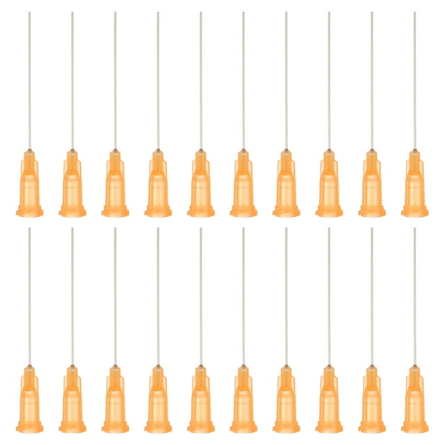 Agujas de dispensación de 23Ga, 52PCS, agujas de dispensación de punta roma de 1.5 pulgadas con aguja de bloqueo Luer para rellenar tintas líquidas, adhesivos, aceites, Naranja