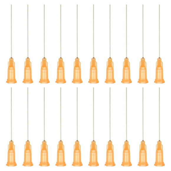 Agujas de dispensación de 23Ga, 52PCS, agujas de dispensación de punta roma de 1.5 pulgadas con aguja de bloqueo Luer para rellenar tintas líquidas, adhesivos, aceites, Naranja