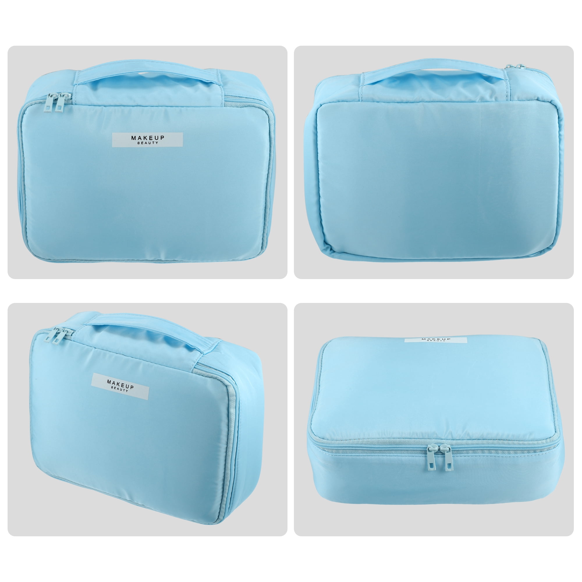 Unique Bargains Floral Makeup Bag Zipper Flower Cosmetic Pouch Blue