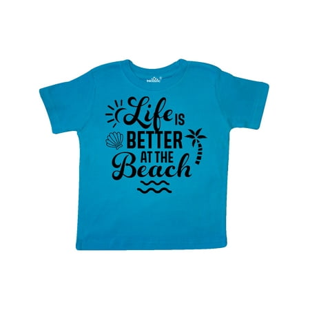

Inktastic Life is Better at The Beach with Sunshine Seashell and Palm Trees Gift Toddler Boy or Toddler Girl T-Shirt