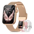 thumbnail image 1 of Reloj inteligente Fosmet G39 para mujer, 1.83 pulgadas, con llamadas, pulsómetro, monitor de sueño, más de 110 modos deportivos, podómetro, IP68, compatible con iOS y Android, color oro., 1 of 4