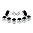 thumbnail image 3 of MERIT OCEAN Juego de gemelos y tachuelas de ónix para hombre Gemelos plateados y negros para camisas de esmoquin Regalo de boda de negocios, 3 of 5