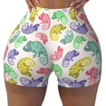 thumbnail image 2 of Lsque Colorful Pattern With Cute Chameleons Pattern High Waisted Biker Shorts for Women-Tummy Control Fitness Athletic Workout Running Yoga Gym Shorts,Moisture-Wicking-, 2 of 9