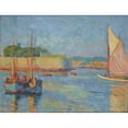 thumbnail image 2 of Józef Pankiewicz 18x15 Black Ornate Wood Framed Double Matted Museum Art Print Titled - Harbor at Concarneau (1908), 2 of 5