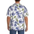 thumbnail image 3 of Lsque Blue Flax Flowers print Men's Cuban Collar Short Sleeve Shirt Summer Beachwear Casual Button Down Fashionable Vacation Leisure Shirt-Small, 3 of 7