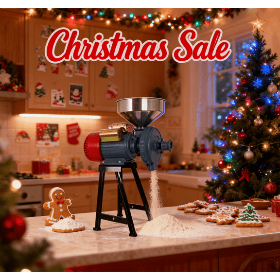 Electric Grain Mill Grinder, 3000W Spice Grinders, Commercial Corn Mill with Funnel, Thickness Adjustable Powder Machine, Heavy Duty Feed Flour Cereal Mill Wheat Grinders, Dry & Wet Grinder